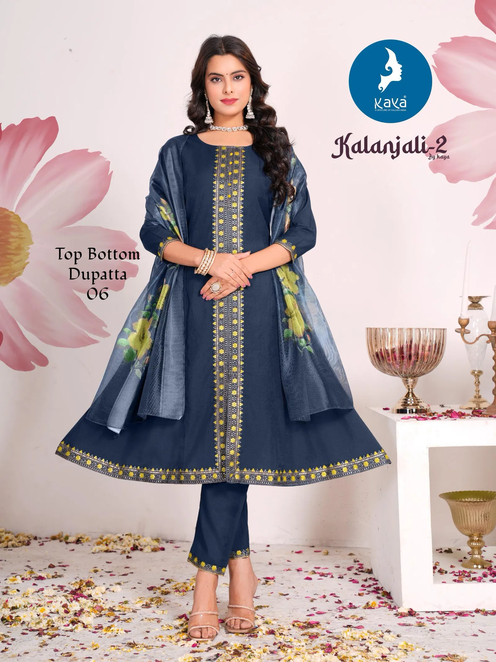 Kalanjali 2 By Kaya Roman Silk Kurti With Bottom Dupatta Suppliers In India